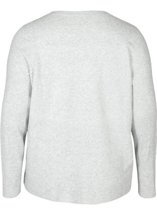 Short melange knitted cardigan with button fastening, Light Grey Melange, Packshot image number 1