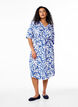 Midi dress with print and tie belt, Blue, Model image number 1