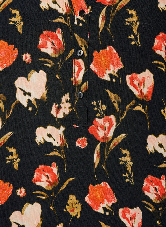 Blouse with short sleeves and v-neck, Black, Packshot image number 2