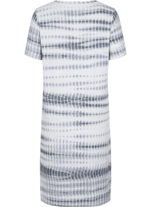 Short-sleeved viscose dress with tie-dye print, White, Black Tie Dye, Packshot image number 1