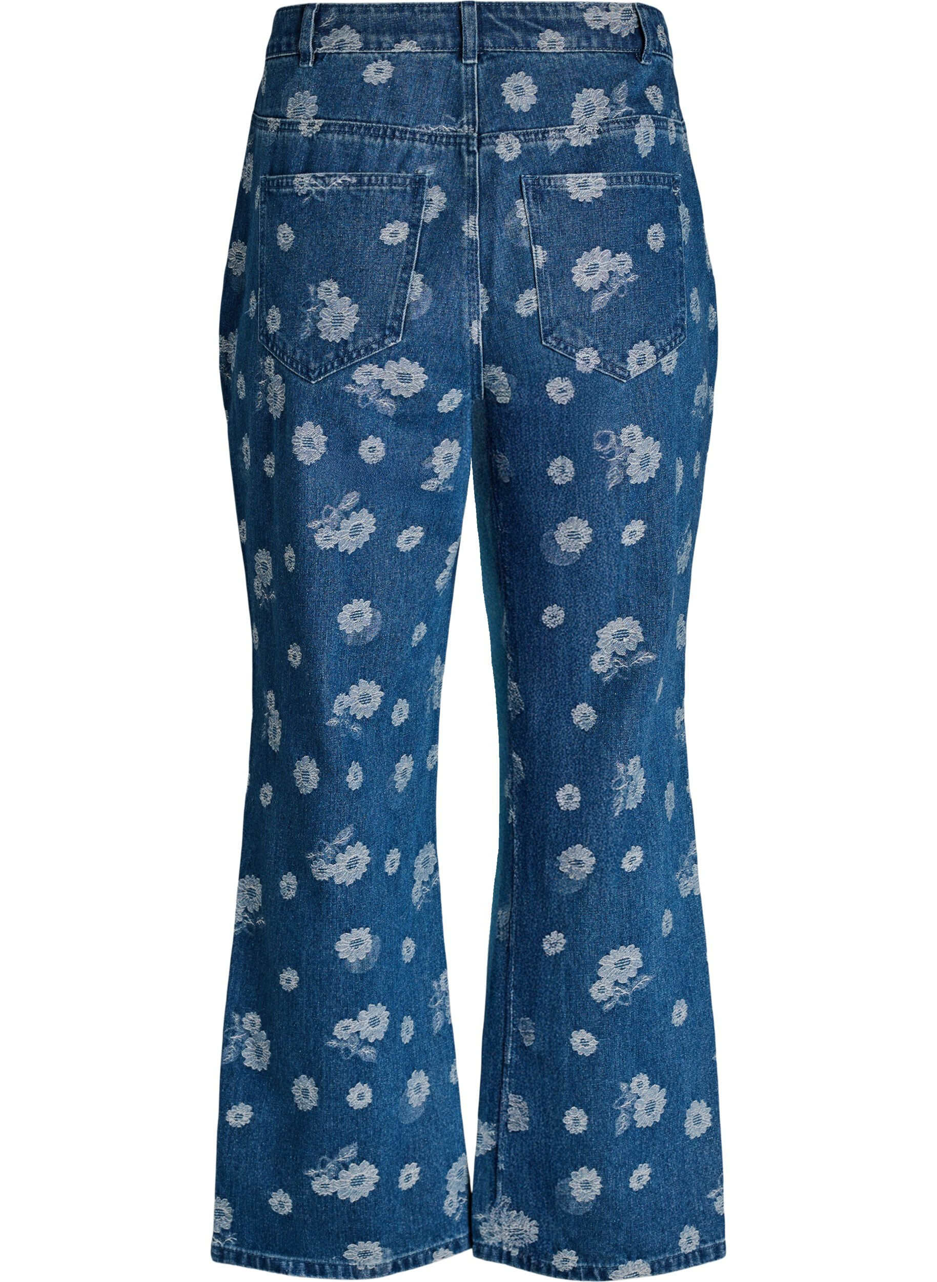 Zizzifashion Gemma high-waisted floral jeans, Blue, Packshot image number 1
