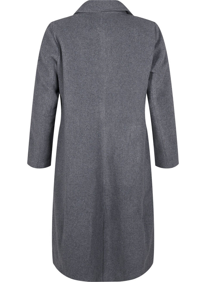 Long wool coat with pockets, Dark Grey Melange, Packshot image number 1