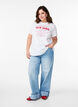 T-shirt with text print and round neck, White, Model image number 1