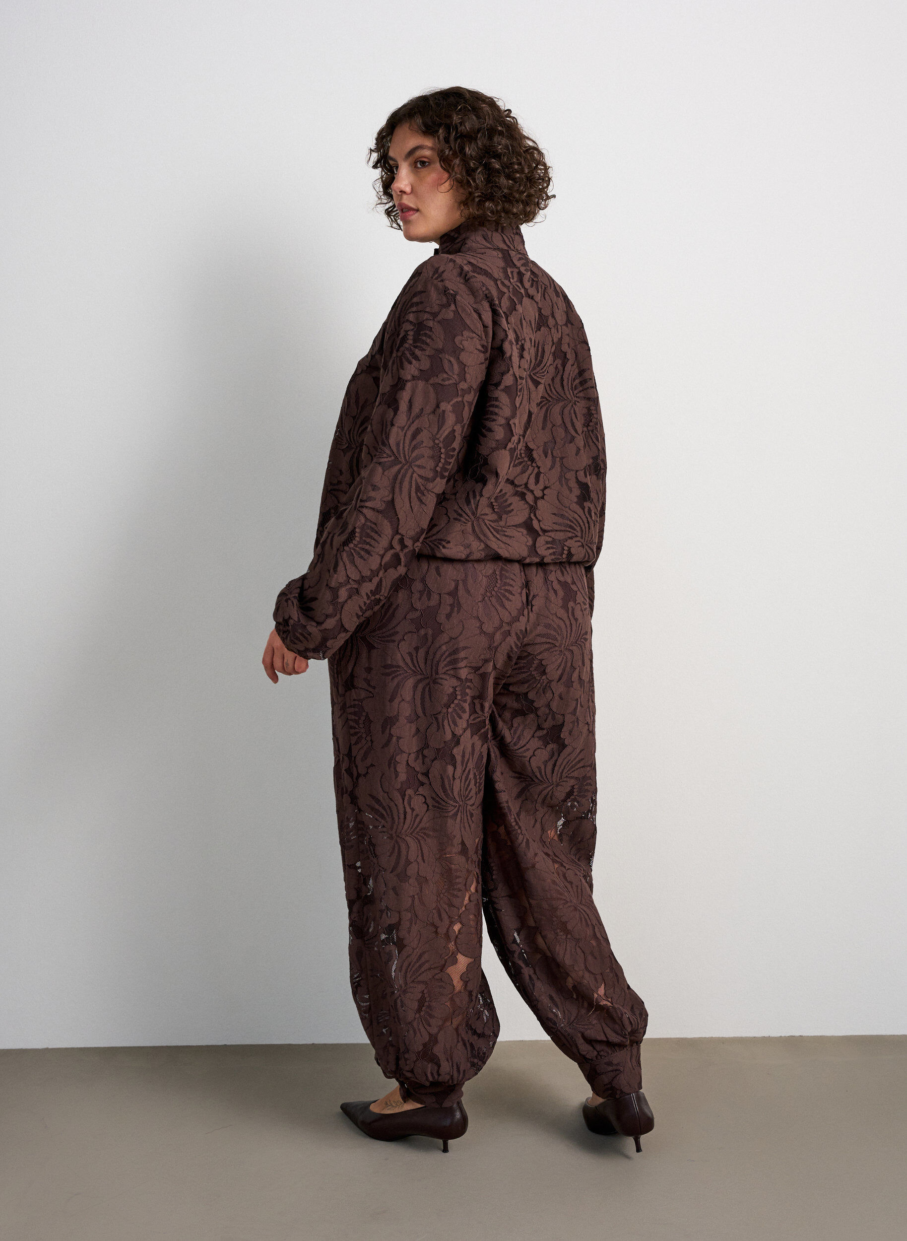 ZizzifashionBomber jacket with floral jacquard, Brown, Model image number 2
