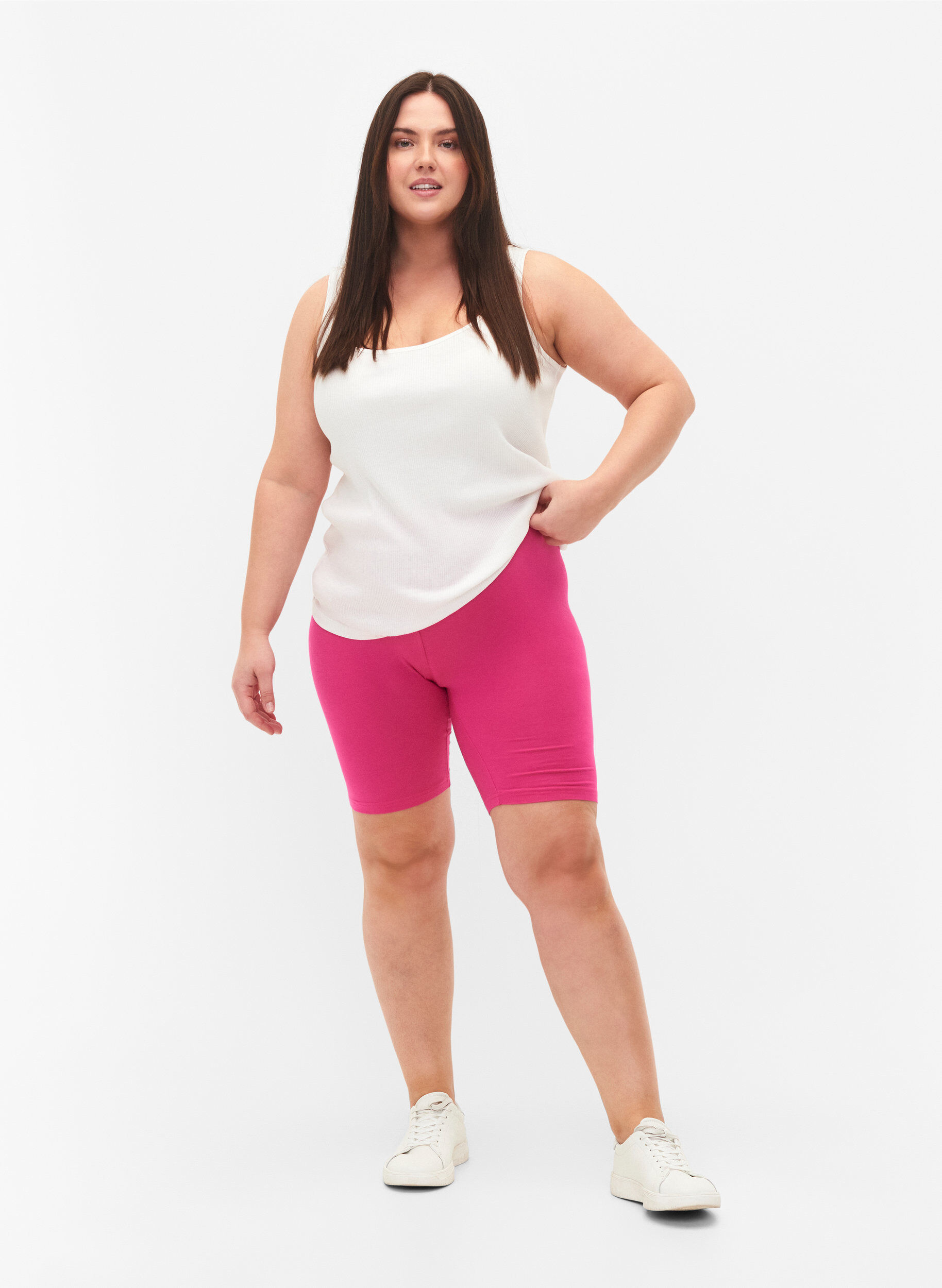 ZizzifashionPlain-coloured basic bike shorts, Pink, Model image number 1
