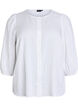 Shirt blouse in linen and viscose with 3/4-sleeves, White, Packshot image number 0