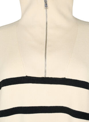Pullover with stripes and high collar	, Birch w. Black, Packshot image number 2