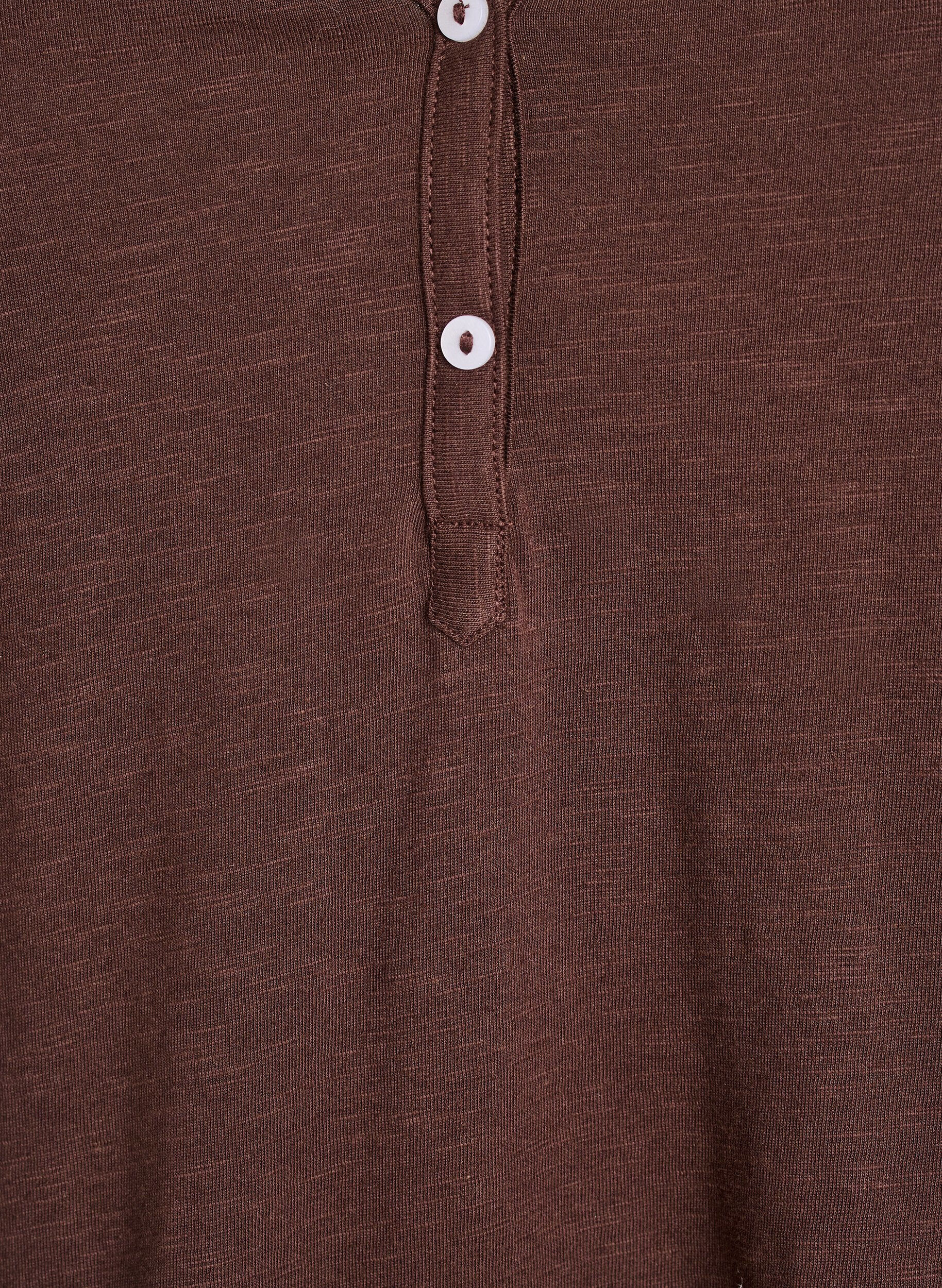 Zizzifashion T-shirt with button detail, Brown, Packshot image number 2