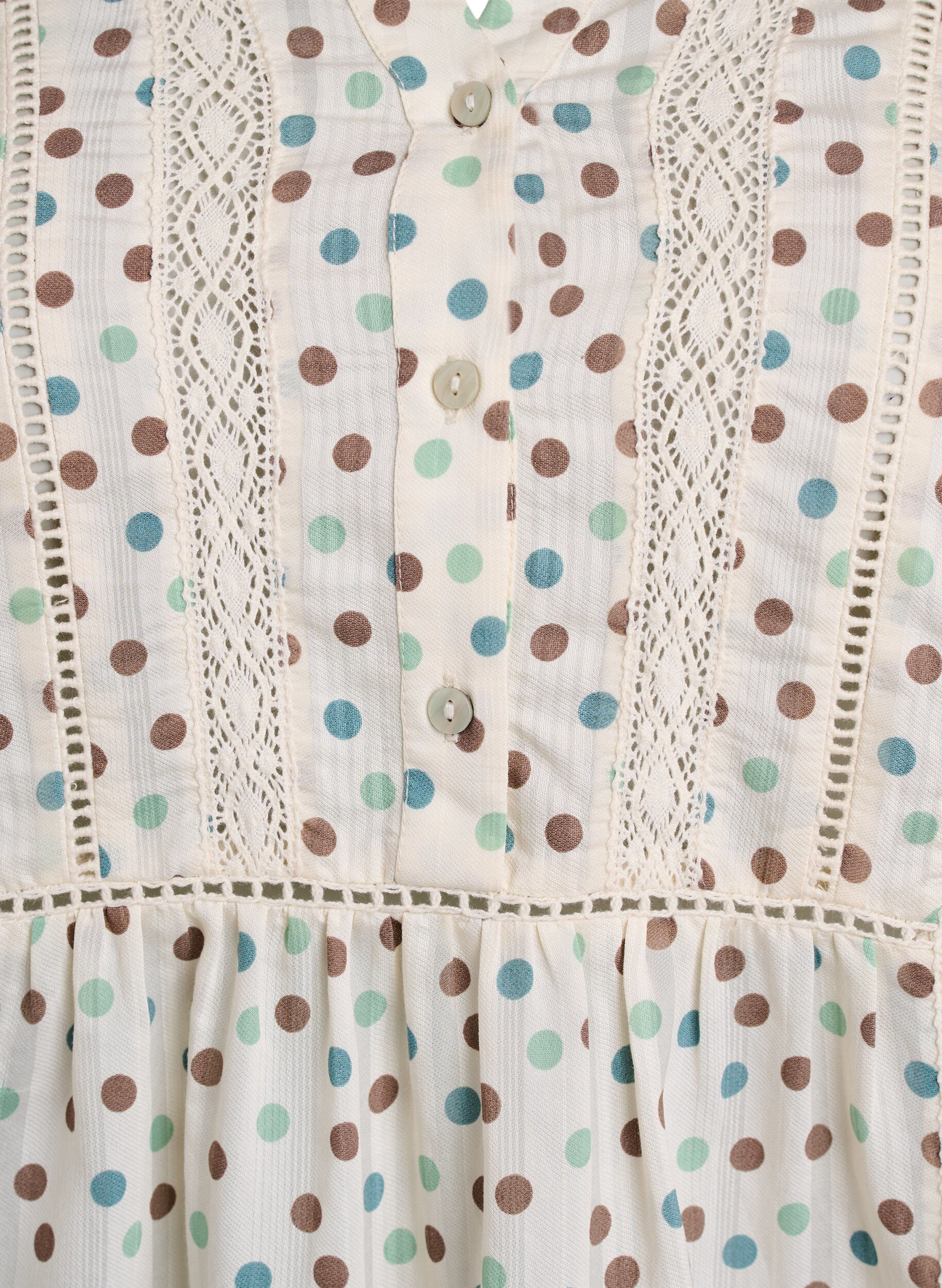 Zizzifashion Short viscose dress with lace trim and an A-line cut, White, Packshot image number 2