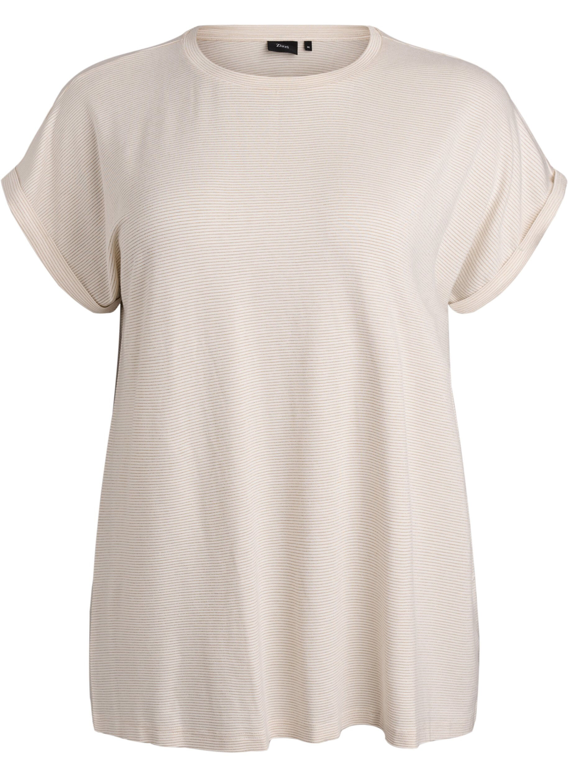 Viscose T-shirt with glitter stripes