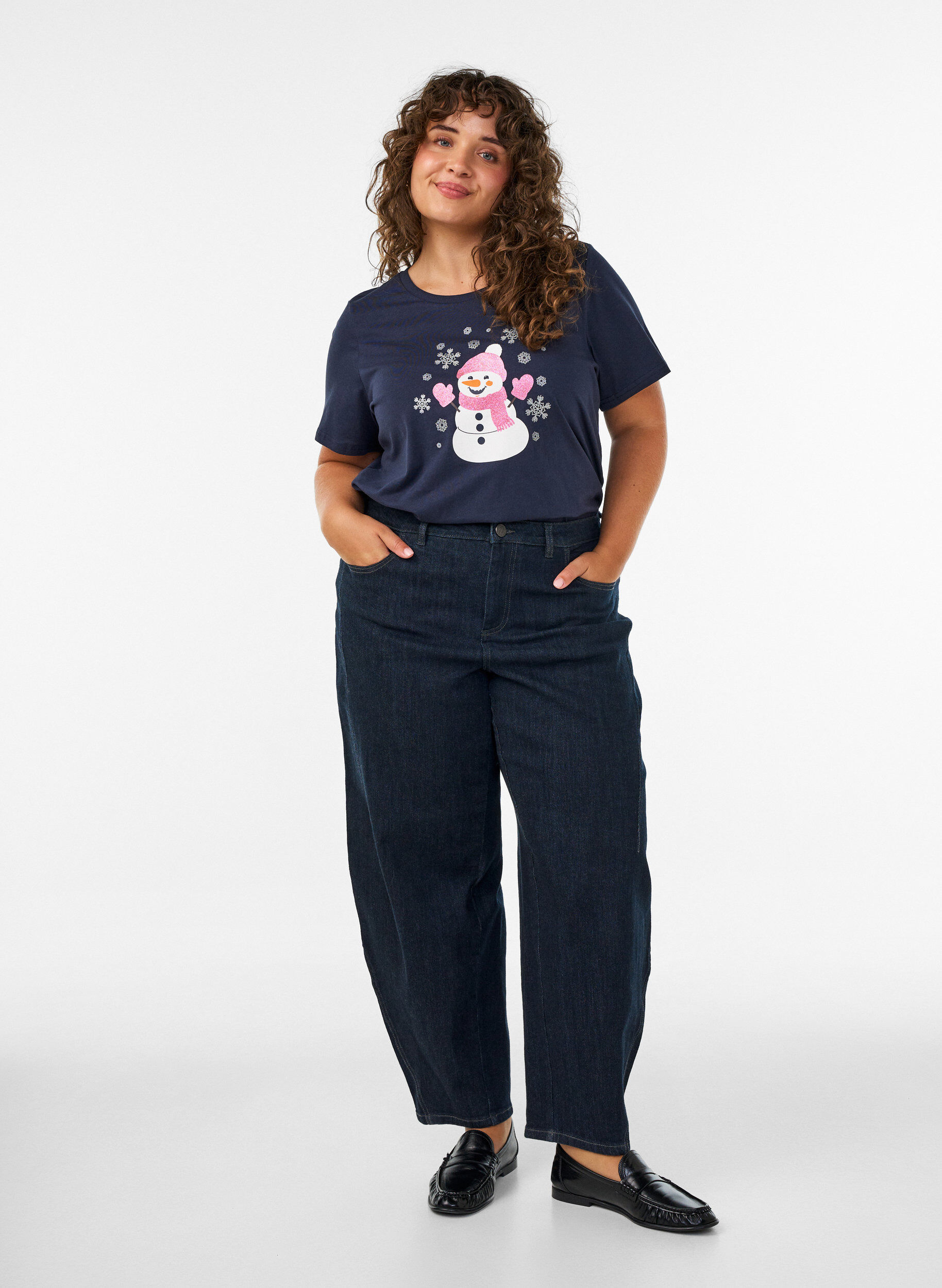 ZizzifashionChristmas t-shirt in organic cotton, Blue, Model image number 1