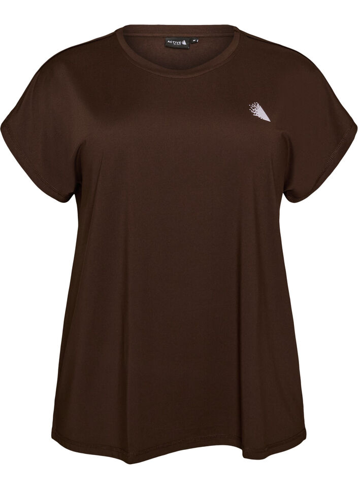 Solid-coloured training T-shirt, Brown, Packshot image number 0