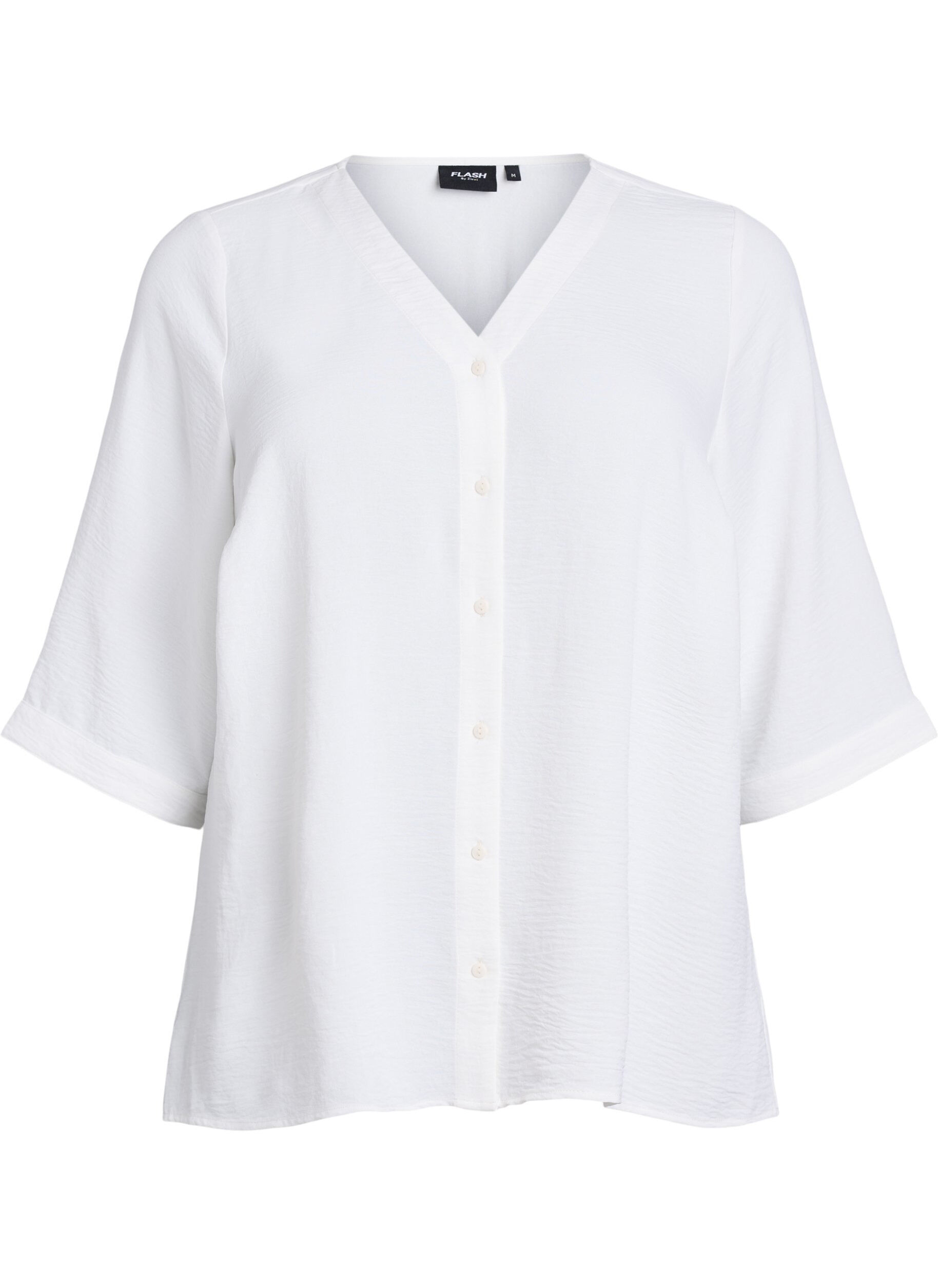 Shirt Blouse with V-Neck and 3/4 Sleeves