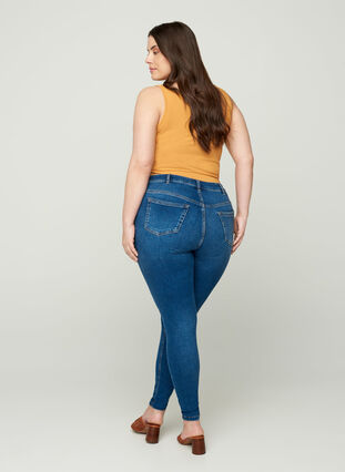 super slim, high-waisted Amy jeans, Blue denim, Model image number 1