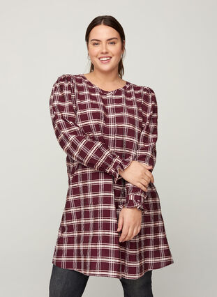 Long-sleeved tunic with a checked print, Port Royal Check, Model image number 0
