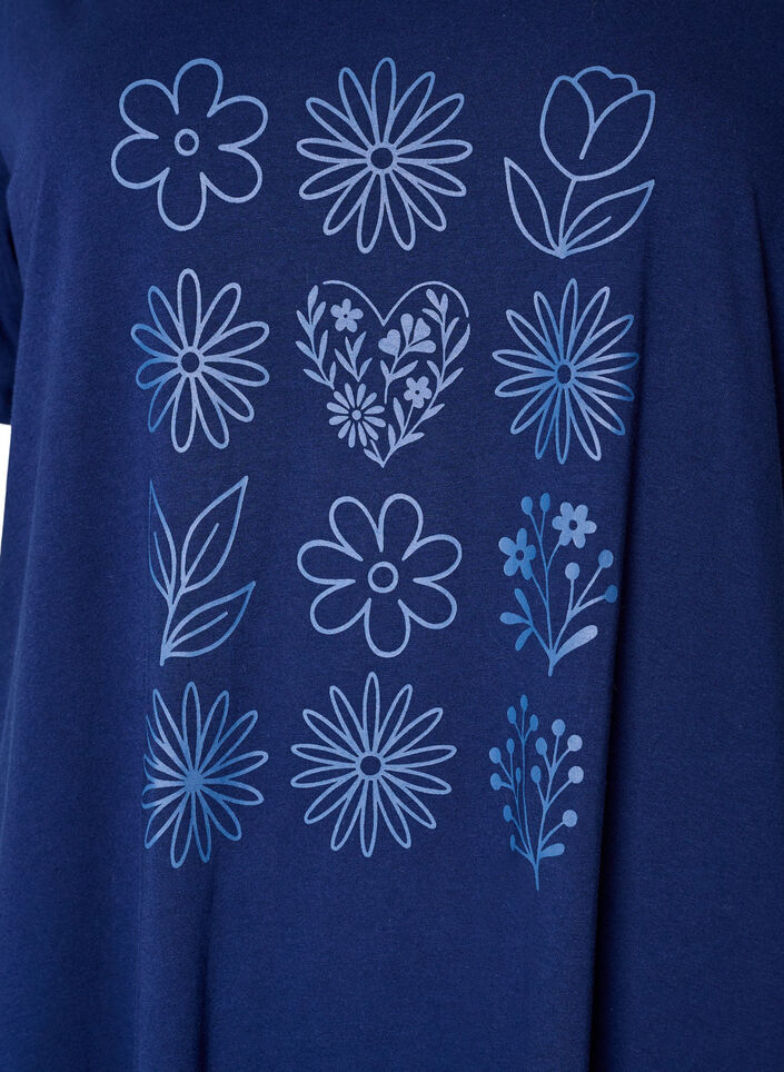 Short-sleeved nightgown in organic cotton, Blue, Packshot image number 2