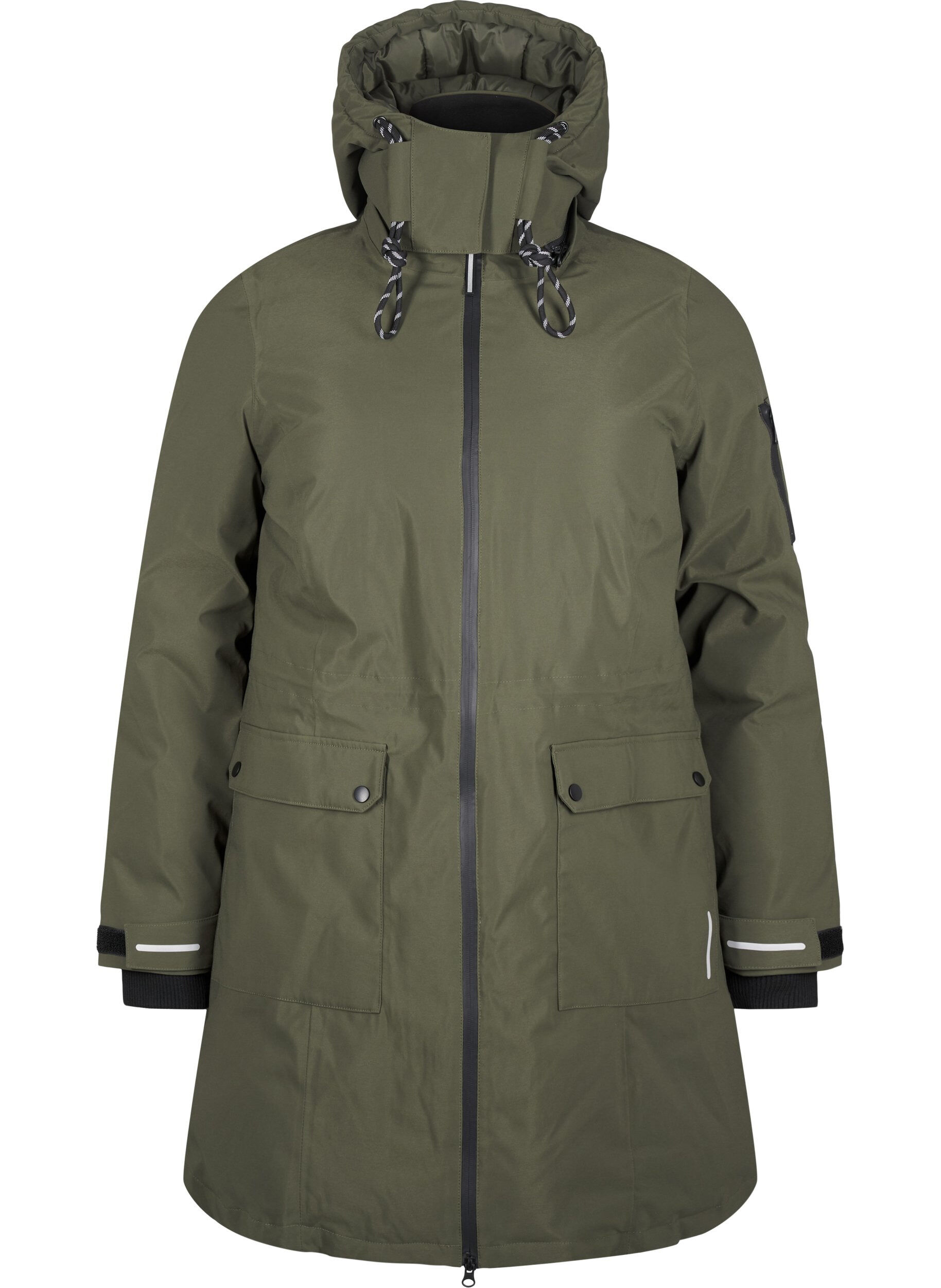 Zizzifashion Practical winter jacket with hood and pockets, Green, Packshot image number 0