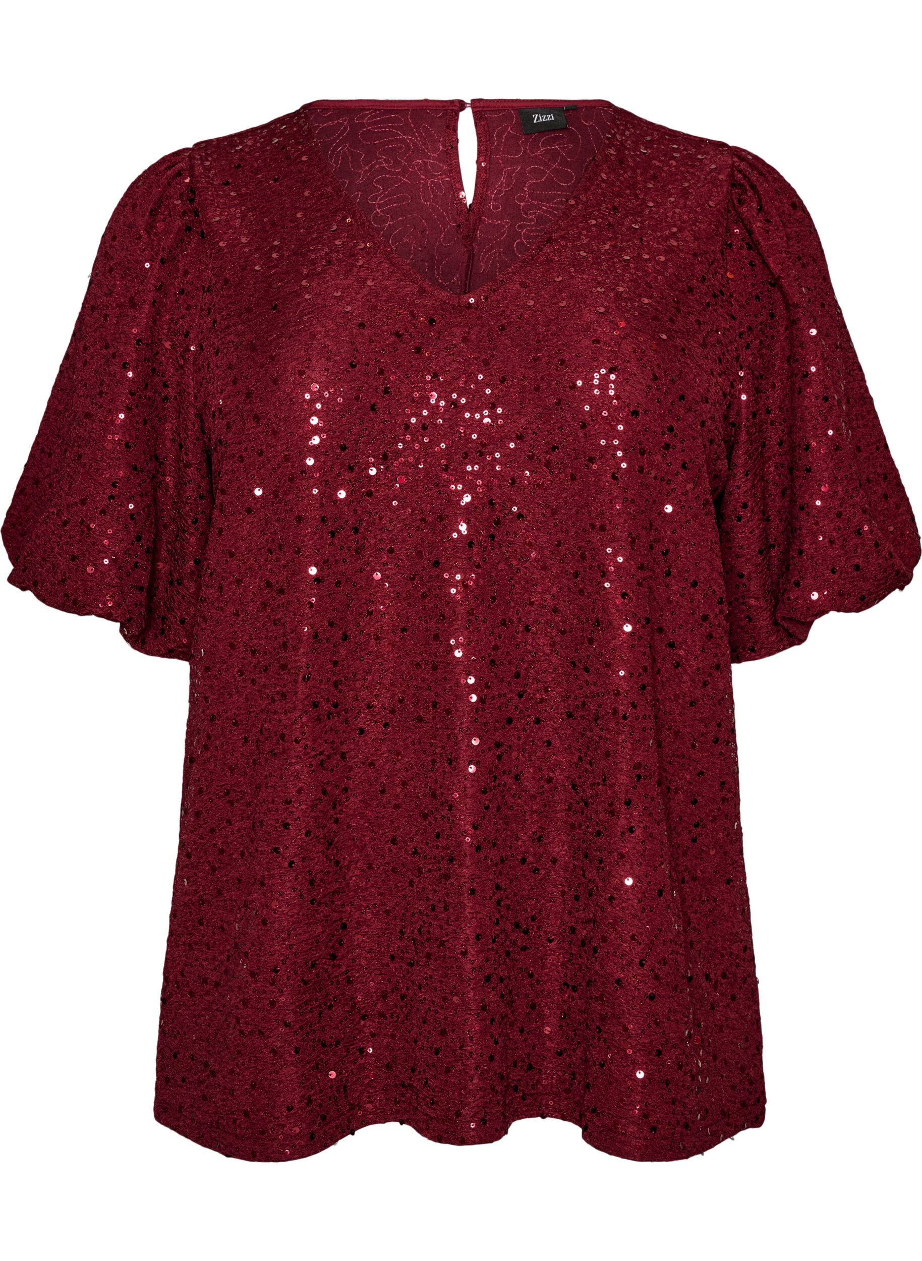 Sequin blouse with balloon sleeves
