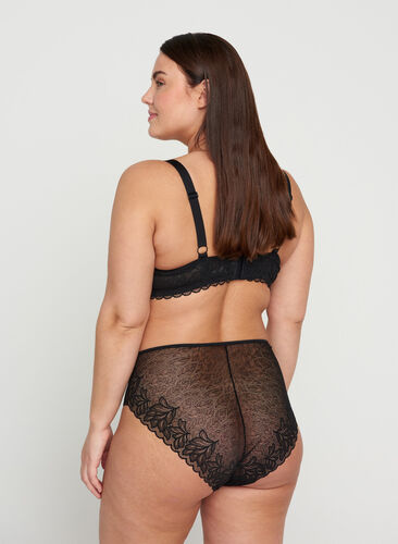 Lace knickers with regular waist height, Black, Model image number 1