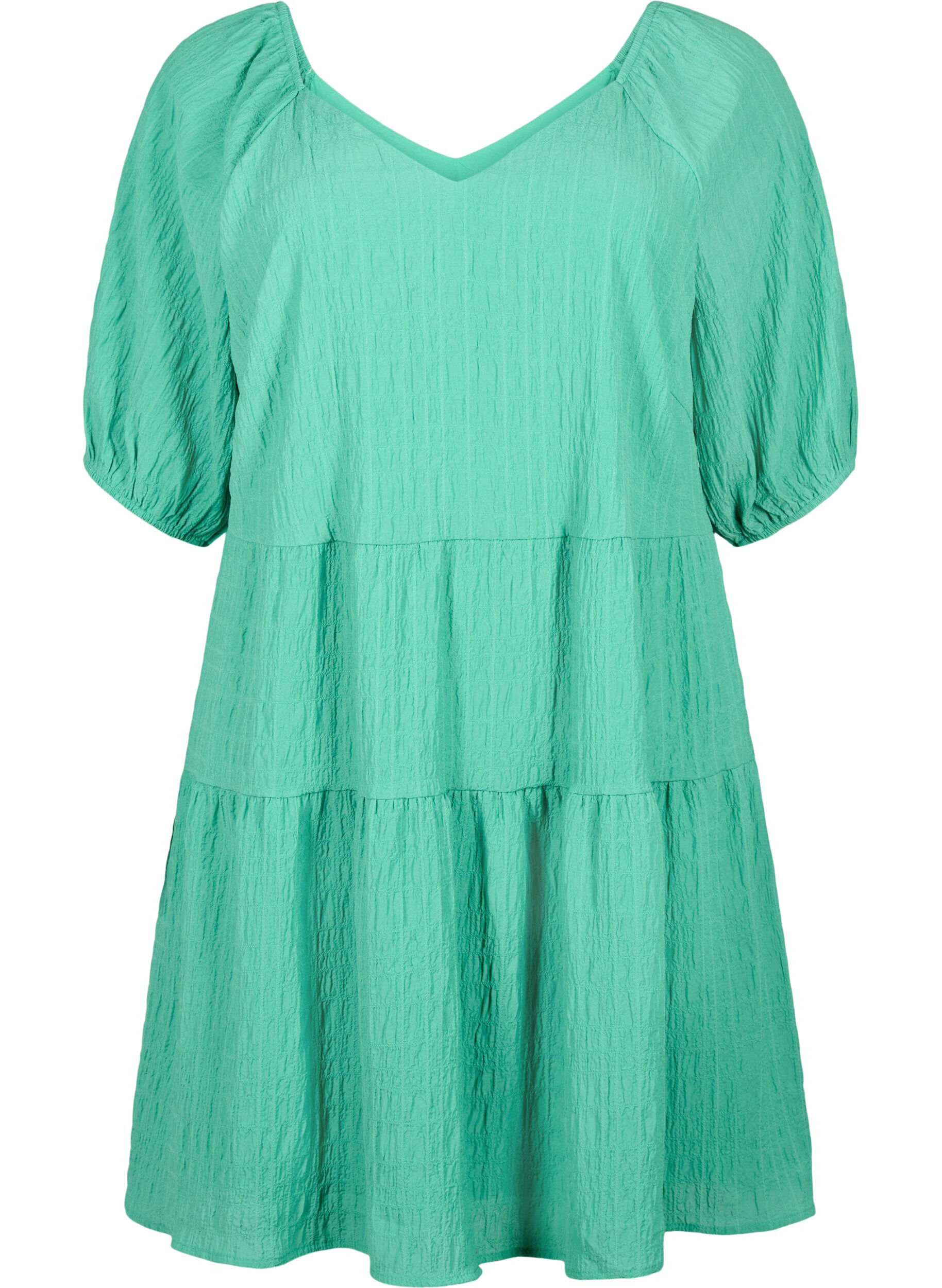 Zizzifashion A-shaped short dress with a V-neck, Deep Mint, Packshot image number 0