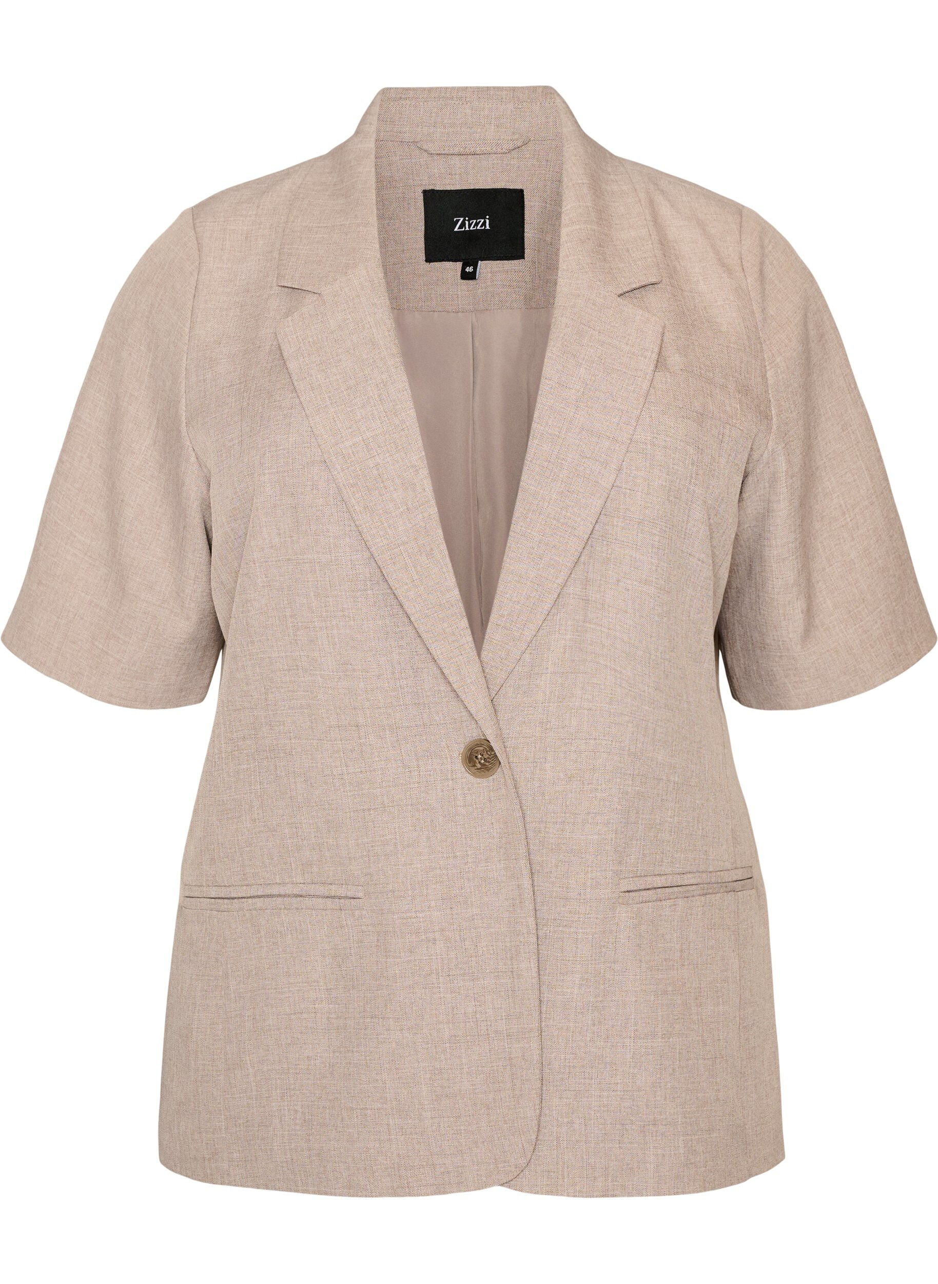 Zizzifashion Blazer with short sleeves and lapels, Brown, Packshot image number 0