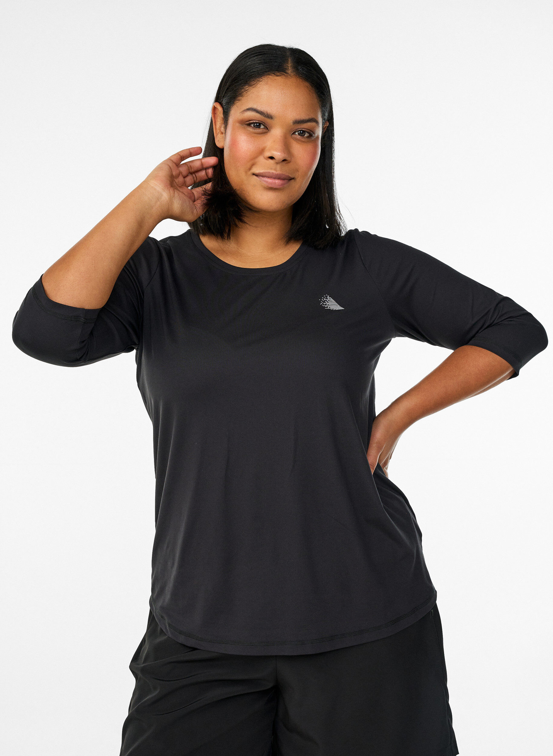 Sports top with 3/4 sleeves, Black, Model
