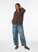 Cable-knit cardigan with golden buttons, Brown, Model image number 1