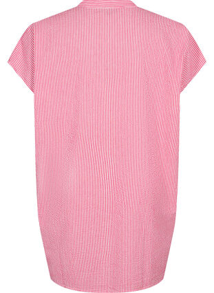 Short-sleeved cotton shirt with stripes, Beetroot P. Stripe, Packshot image number 1