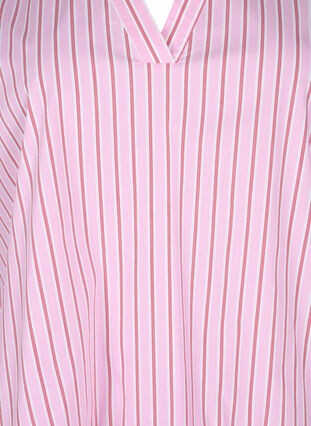 Striped blouse with peplum and ruffle details, Pink Red Stripe, Packshot image number 2