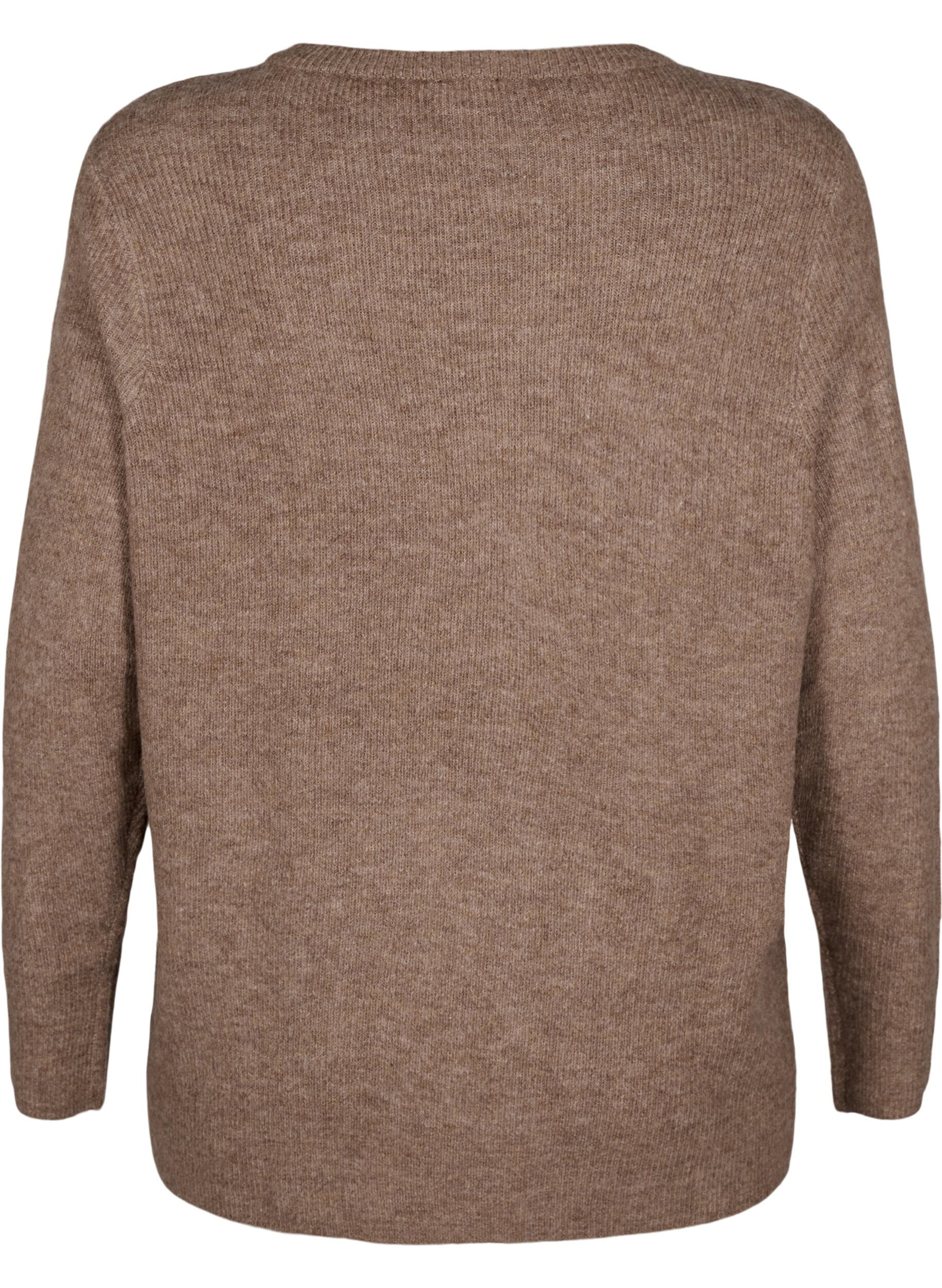 Zizzifashion Melange sweater with round neck	, Caribou Mel., Packshot image number 1
