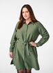 Shirt dress with tie belt and long sleeves, Green, Model image number 0