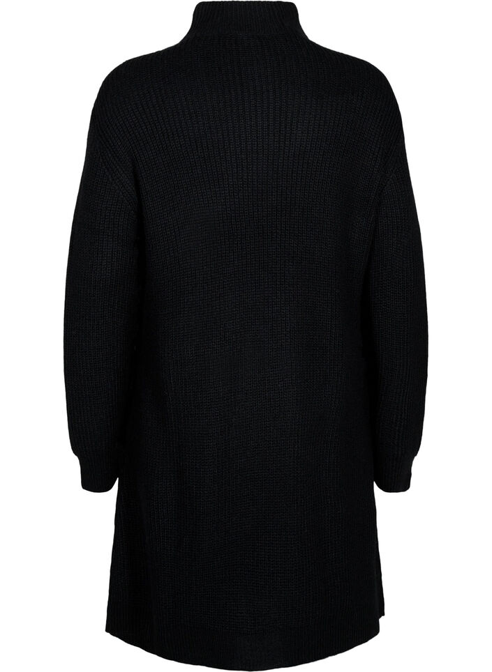 FLASH - Knitted dress with high neck, Black, Packshot image number 1