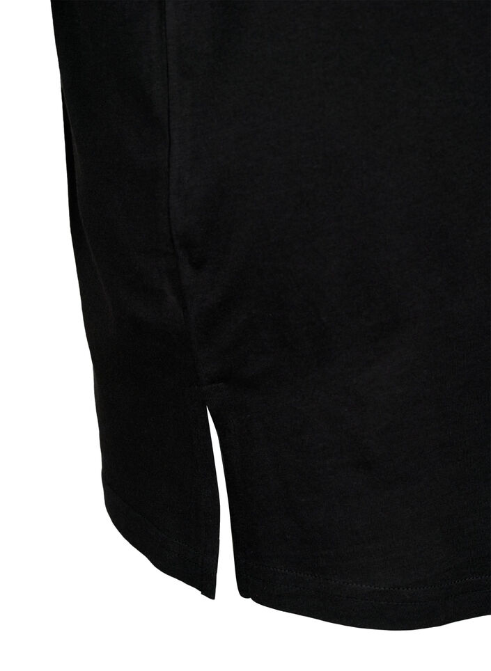 Single colour oversized t-shirt with v-neck, Black, Packshot image number 3
