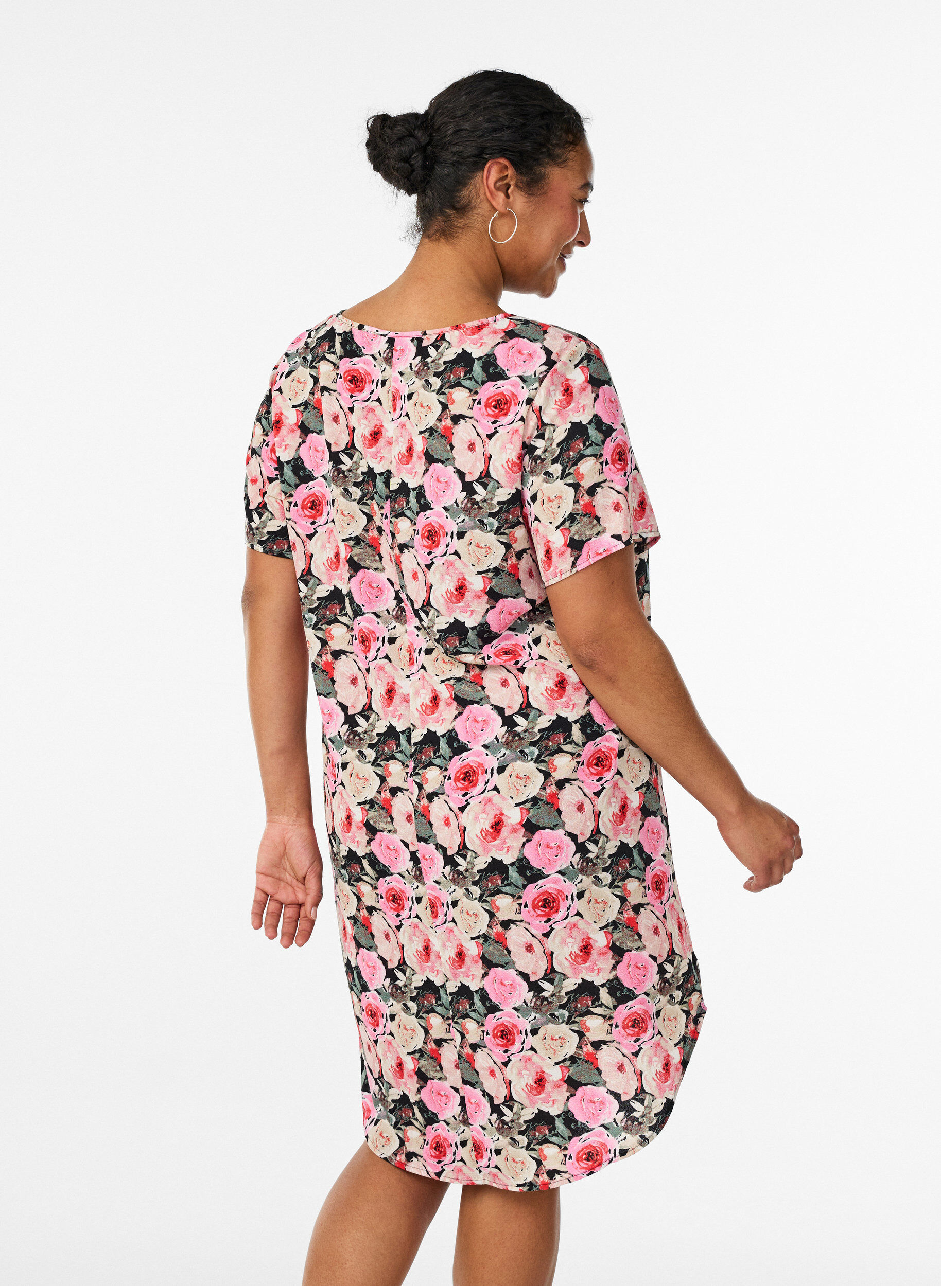 Zizzifashion Shirt dress in broderie anglaise with a tie-belt, Black, Model image number 2