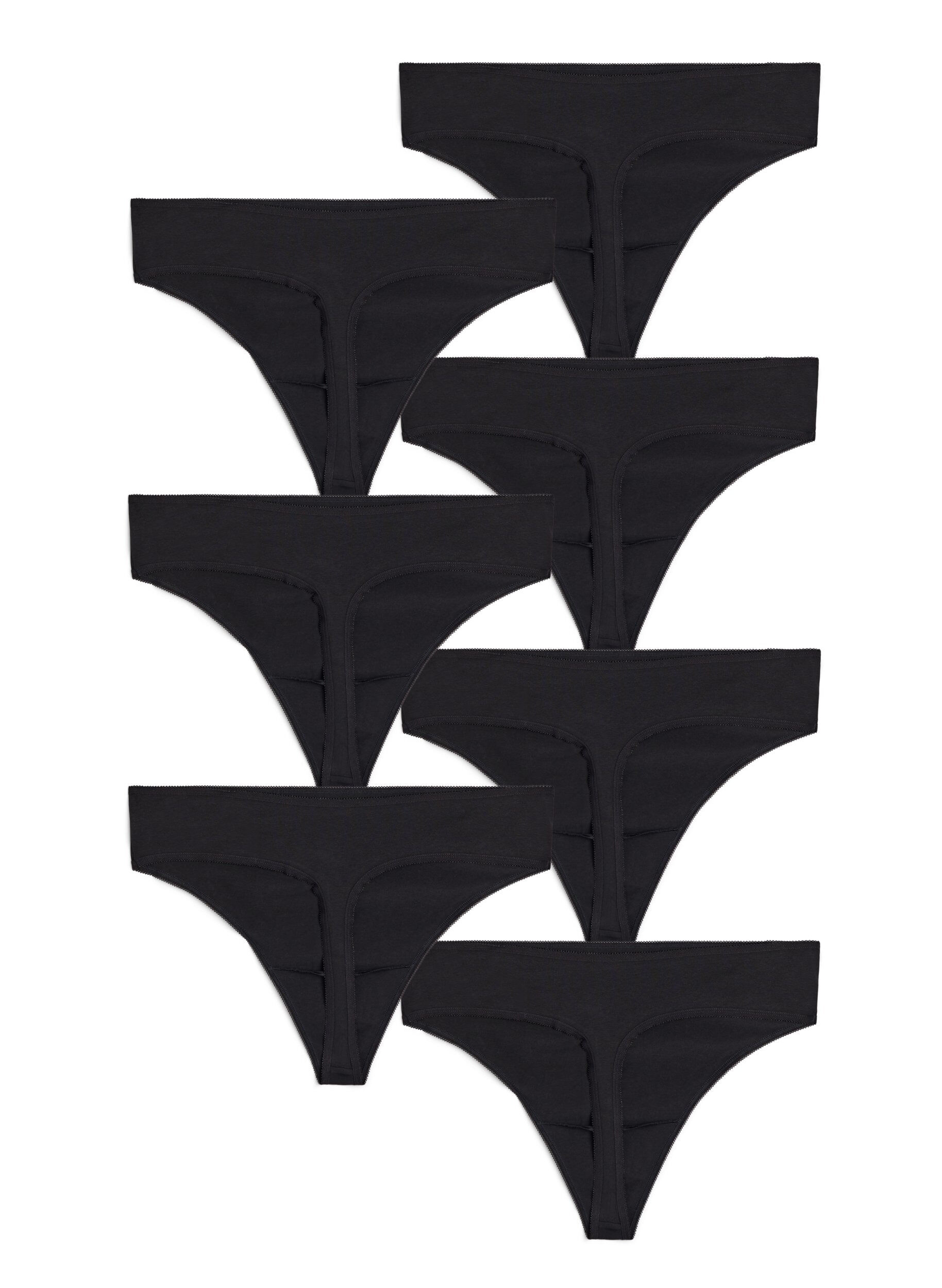 Zizzifashion 7-pack cotton g-string, Black, Packshot image number 1