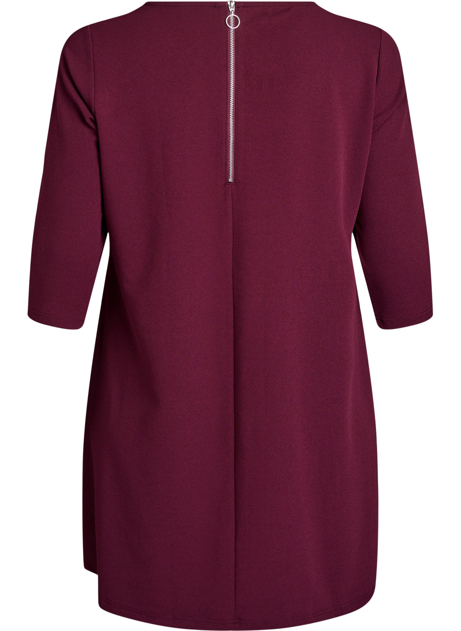 ZizzifashionShort A-line dress with 3/4 sleeves, Red, Packshot image number 1