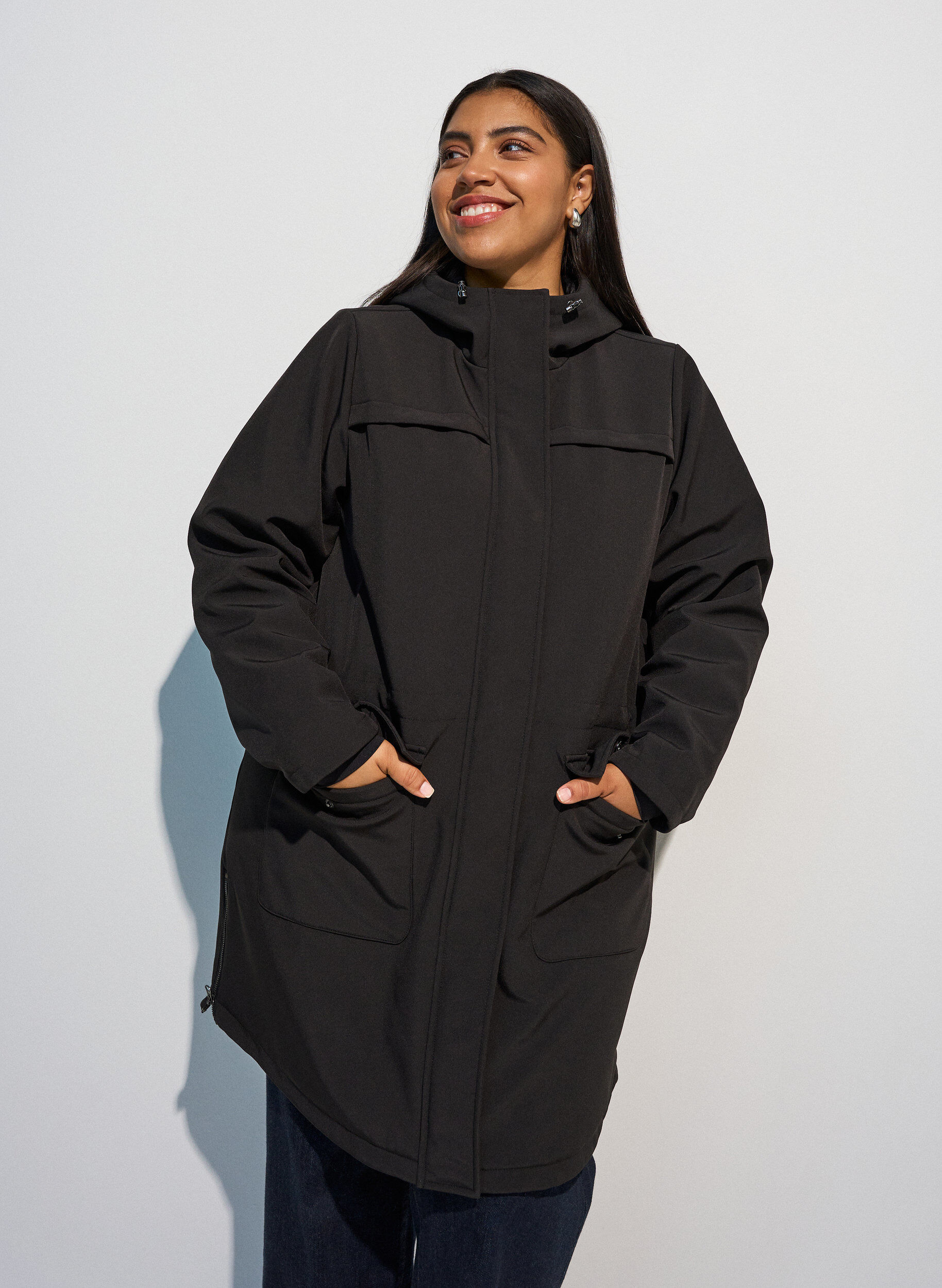 Water-repellent softshell jacket with quilted lining, Black, Model