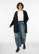 Long cardigan with pockets, Black, Model image number 1