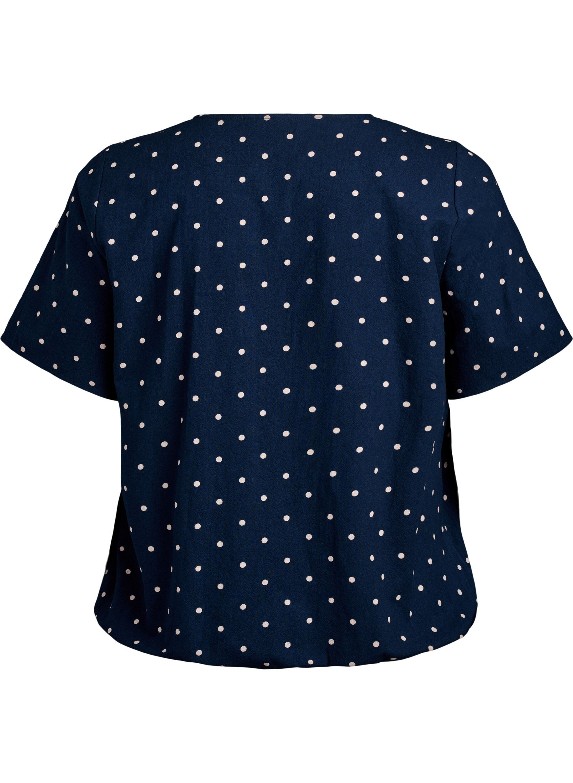 Zizzifashion Cotton blouse with print and short sleeves, Blue, Packshot image number 1