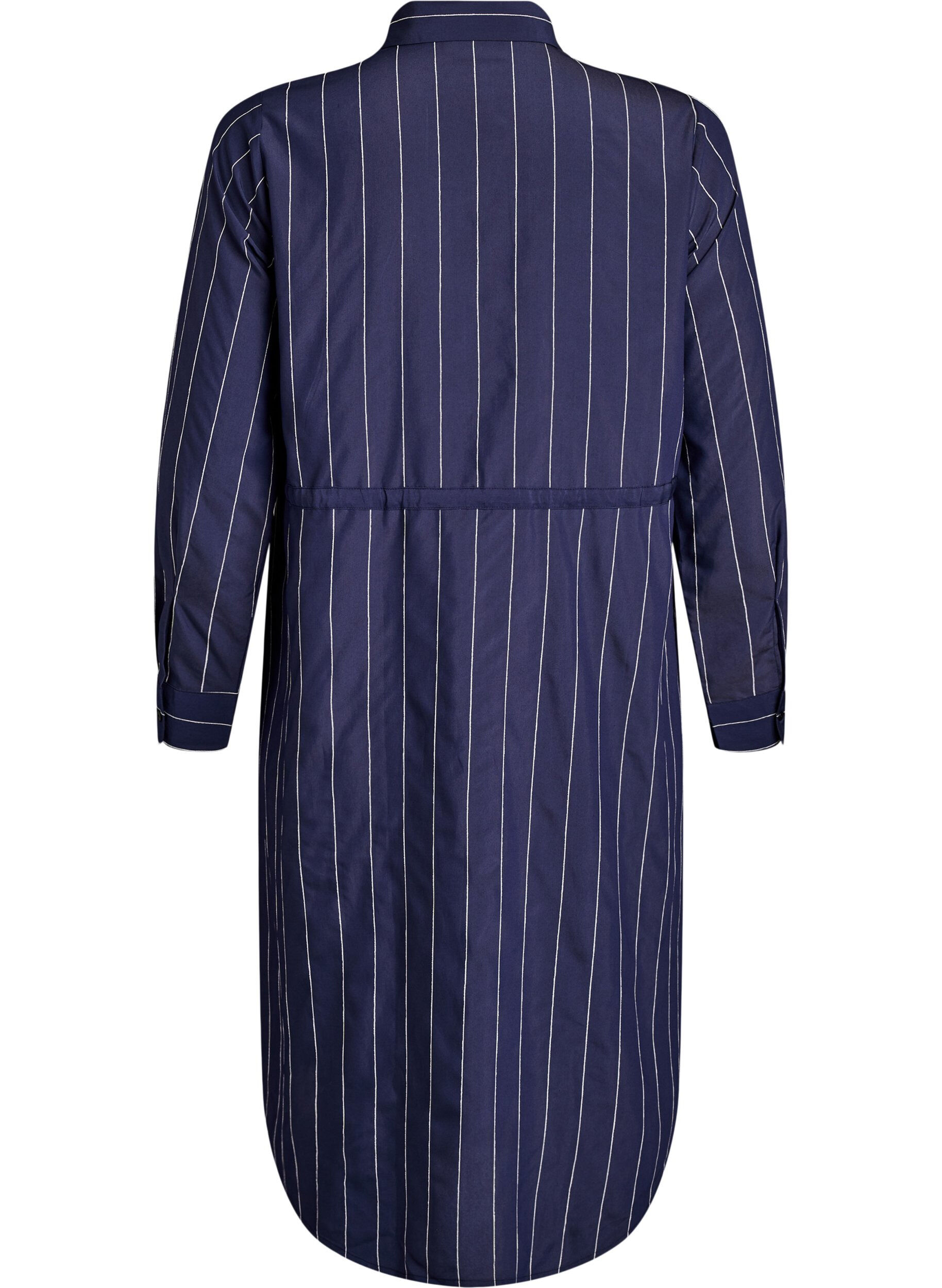 Zizzifashion Long shirt with pinstripes and a tie-belt, Blue, Packshot image number 1