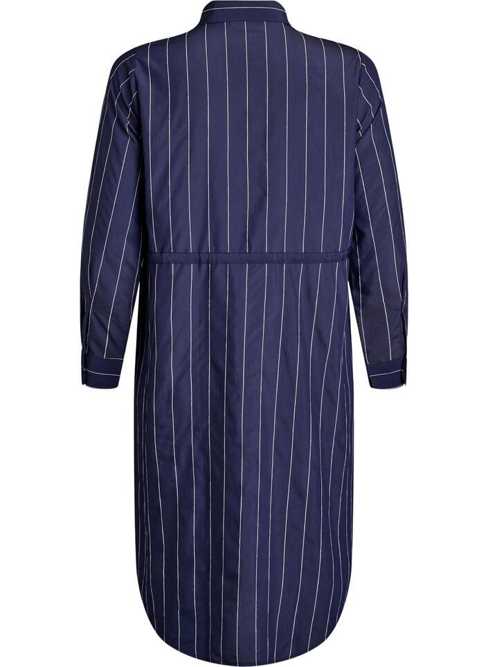 Long shirt with pinstripes and a tie-belt, Blue, Packshot image number 1