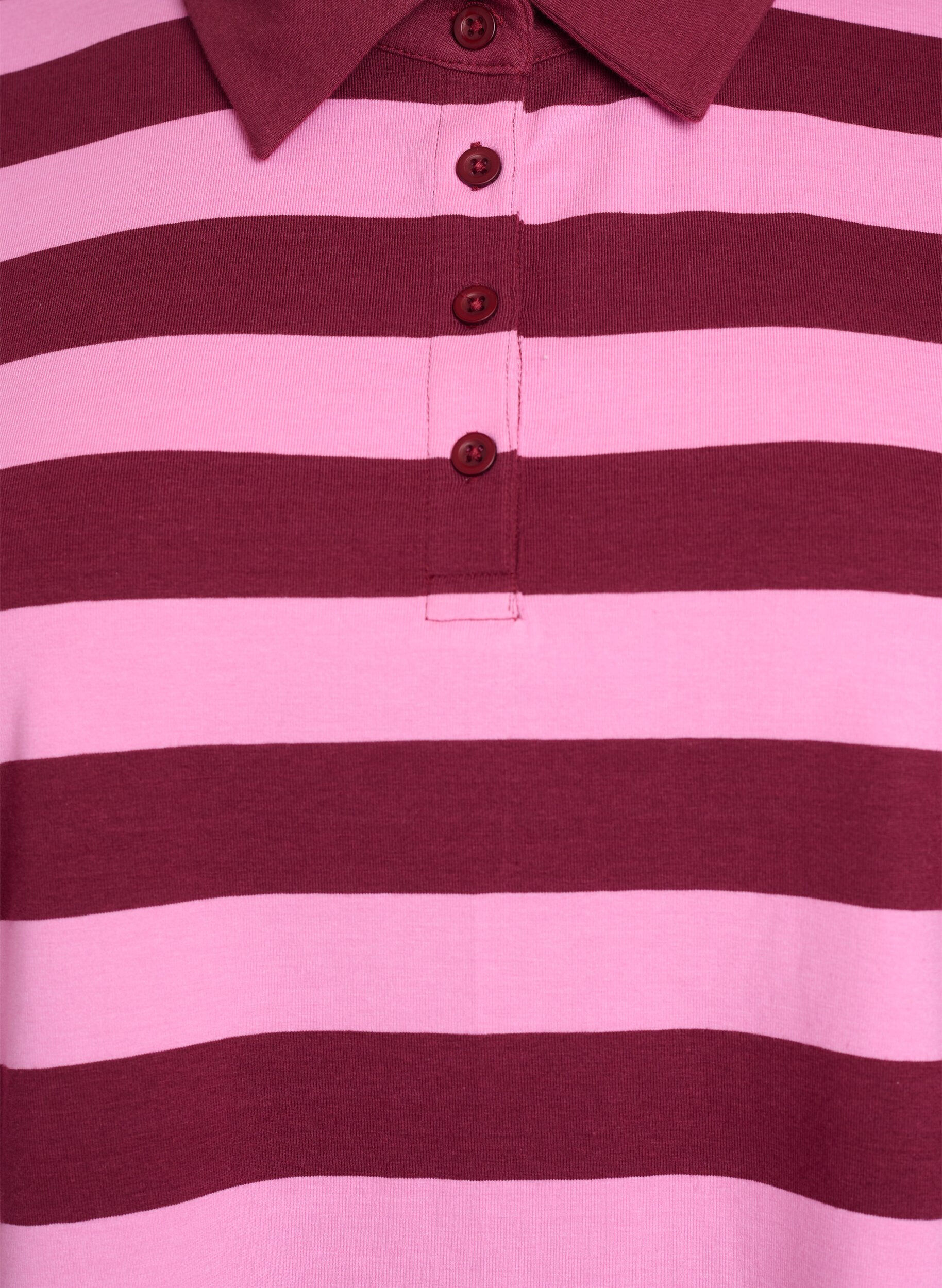 Zizzifashion Long-sleeved polo shirt with stripes, Dark Bordeaux, Packshot image number 2