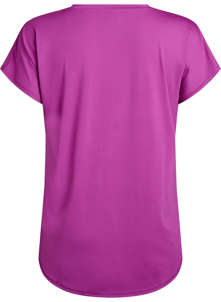 Short-sleeved workout t-shirt with v-neck, Purple, Packshot image number 1