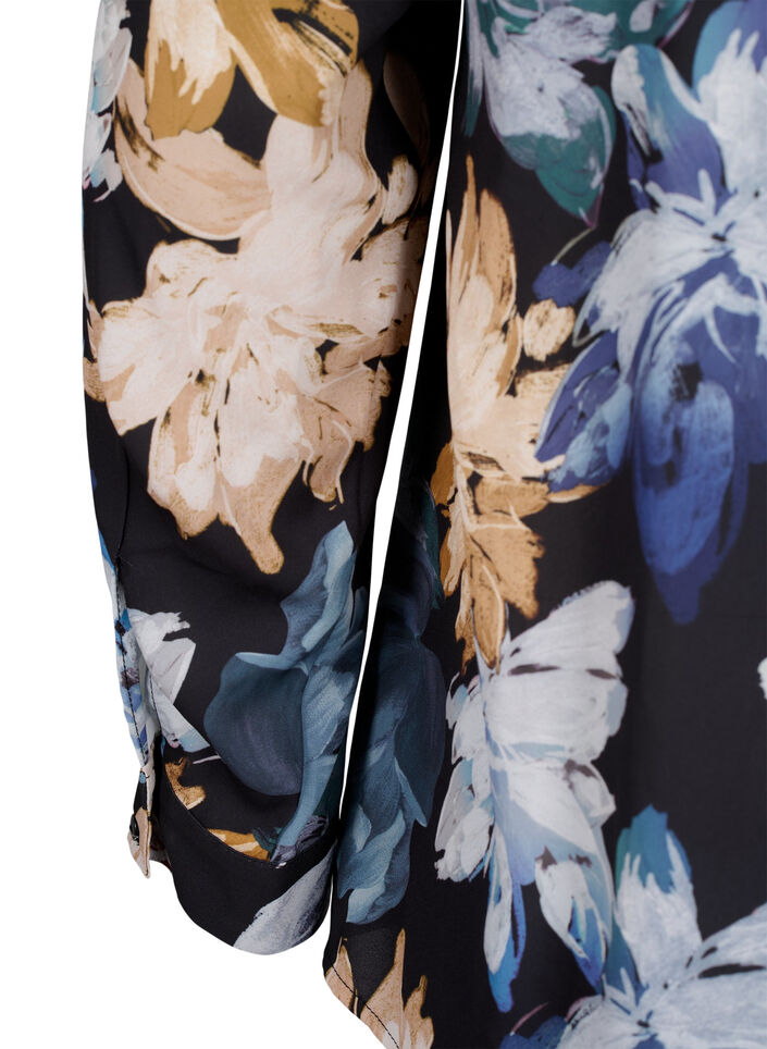 Long-sleeved blouse with floral print, Yellow Flower AOP, Packshot image number 3