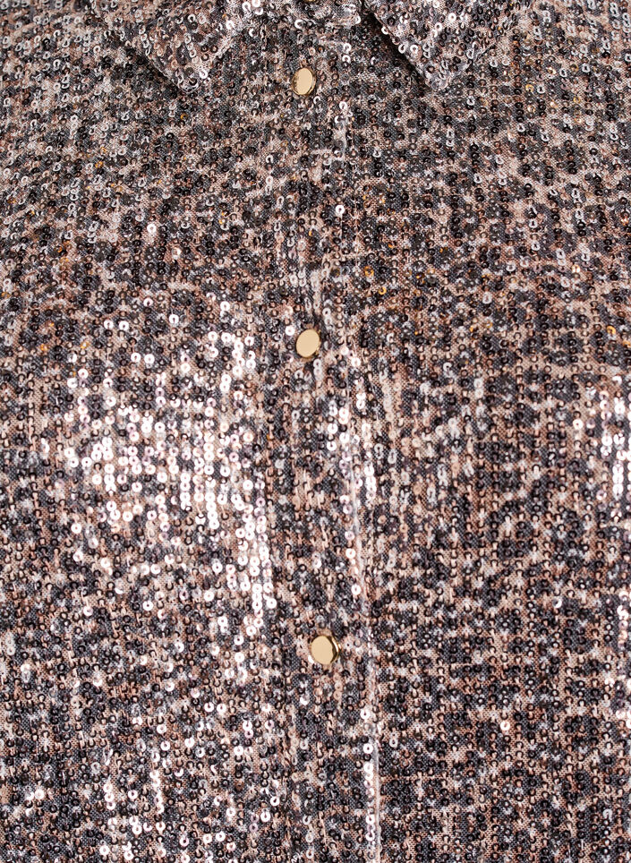 Sequin shirt with long sleeves, Brown, Packshot image number 2
