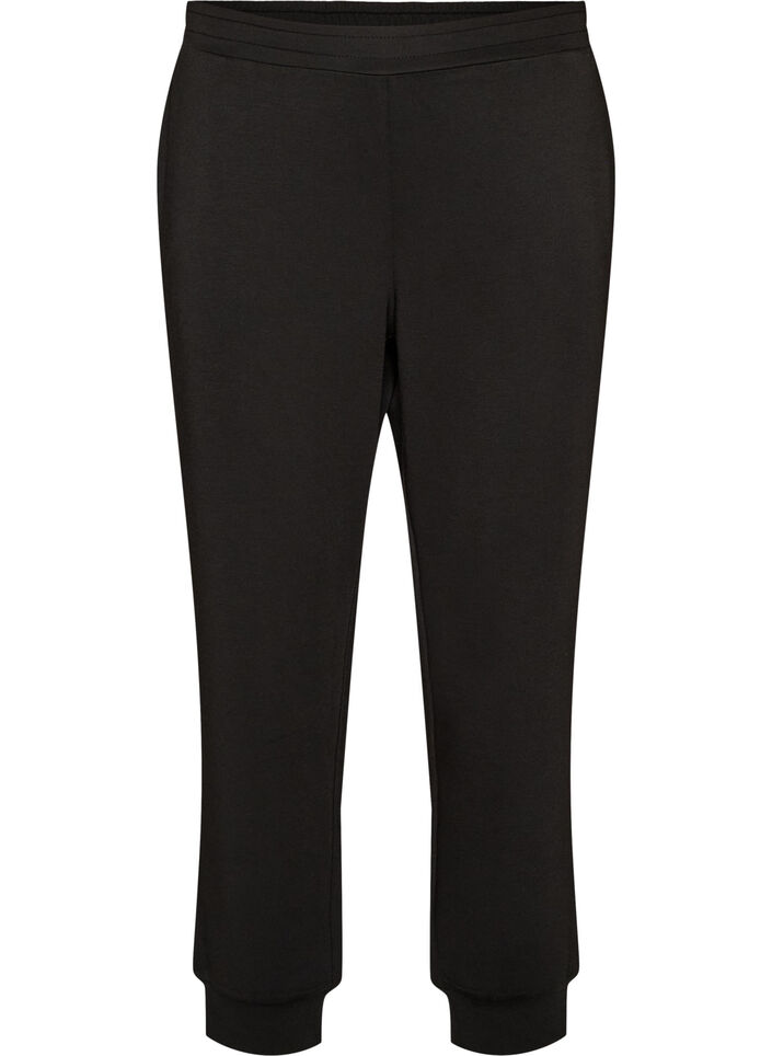 Jersey trousers with high waist and pockets, Black, Packshot image number 0