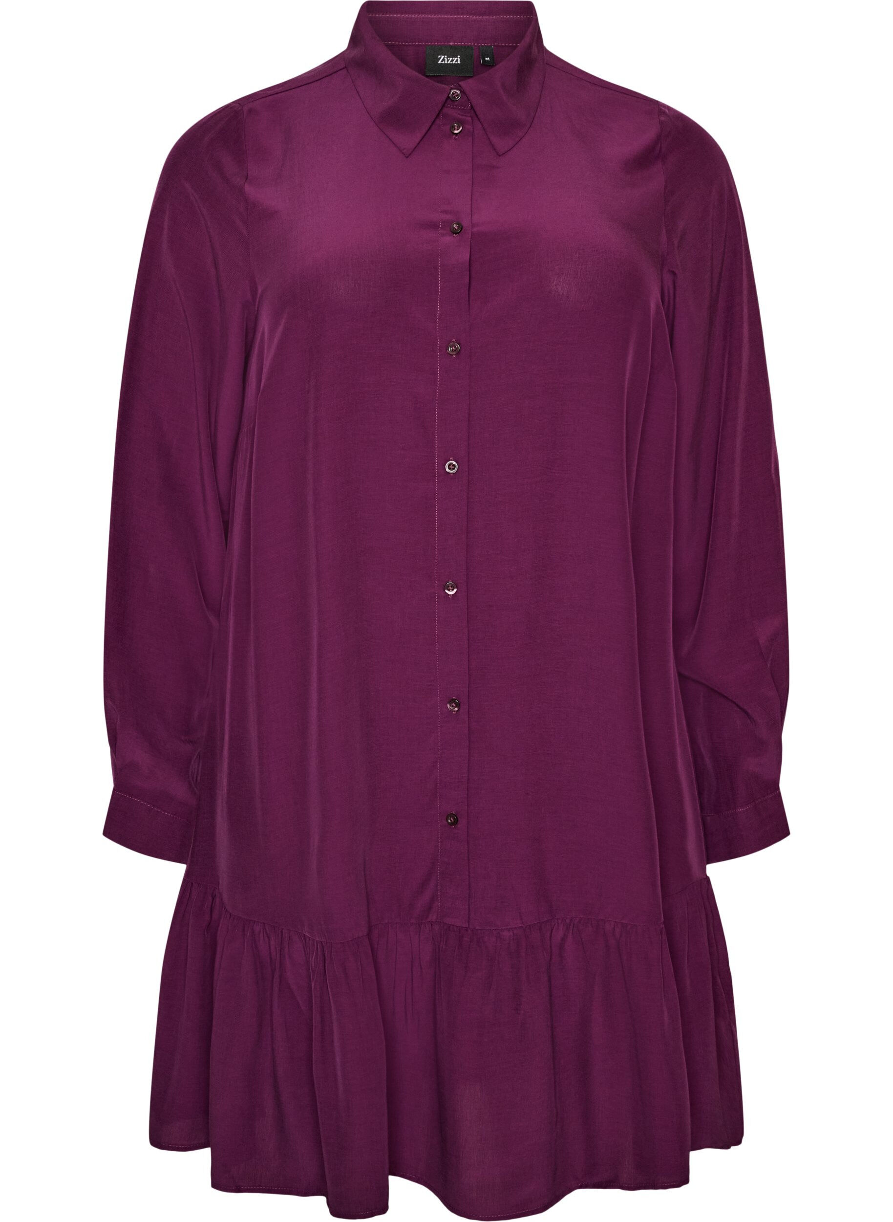 ZizzifashionShort shirt dress with ruffle tier, Purple, Packshot image number 0