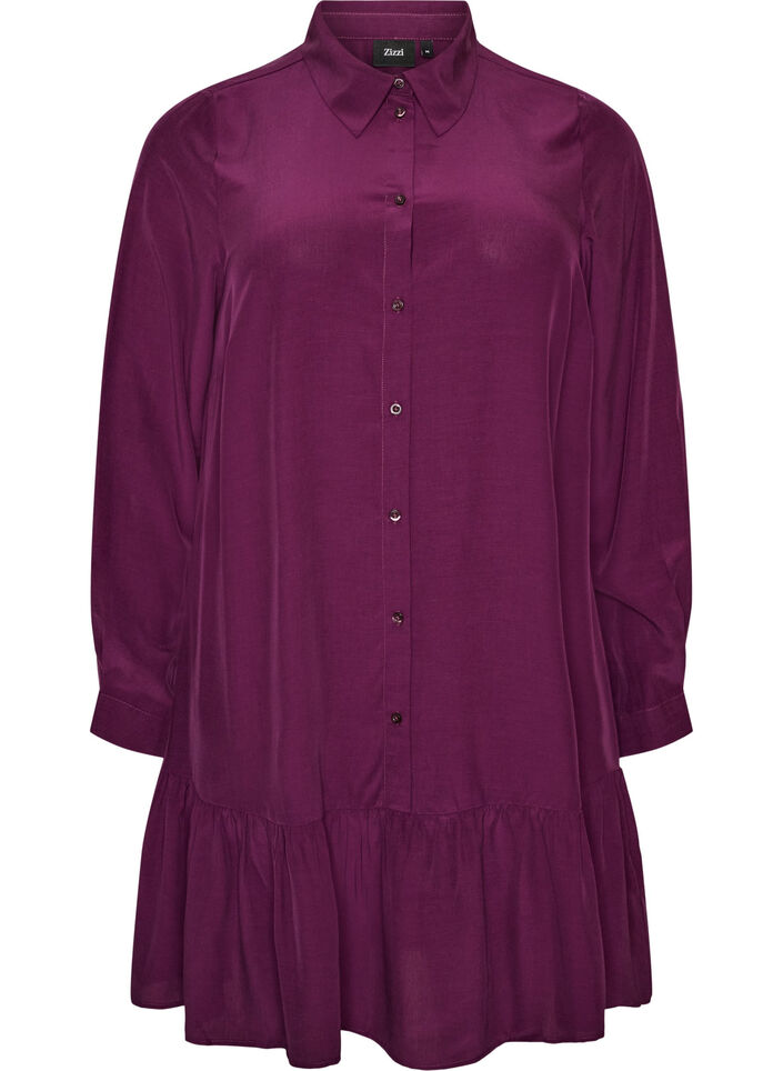 Short shirt dress with ruffle tier, Purple, Packshot image number 0