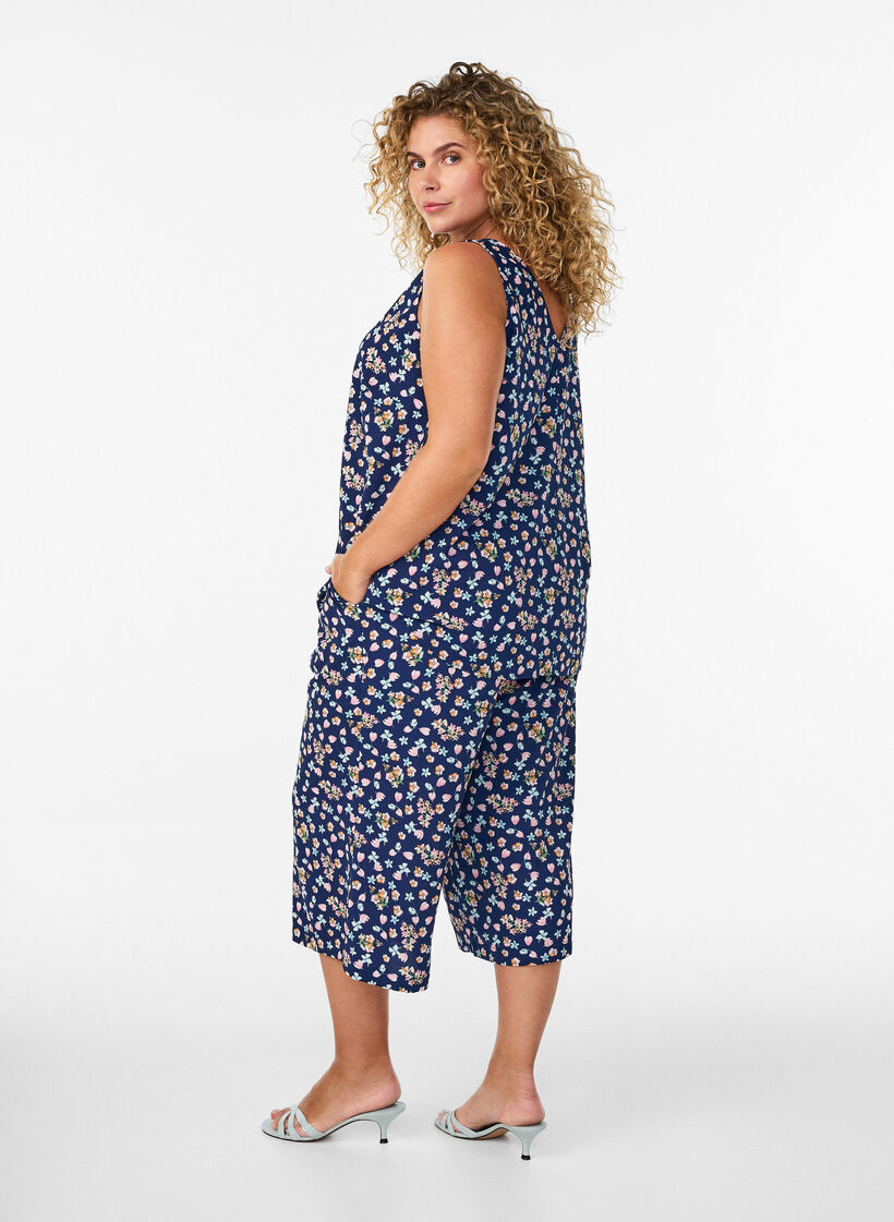 Culotte trousers with print, Light Blue, Model image number 1