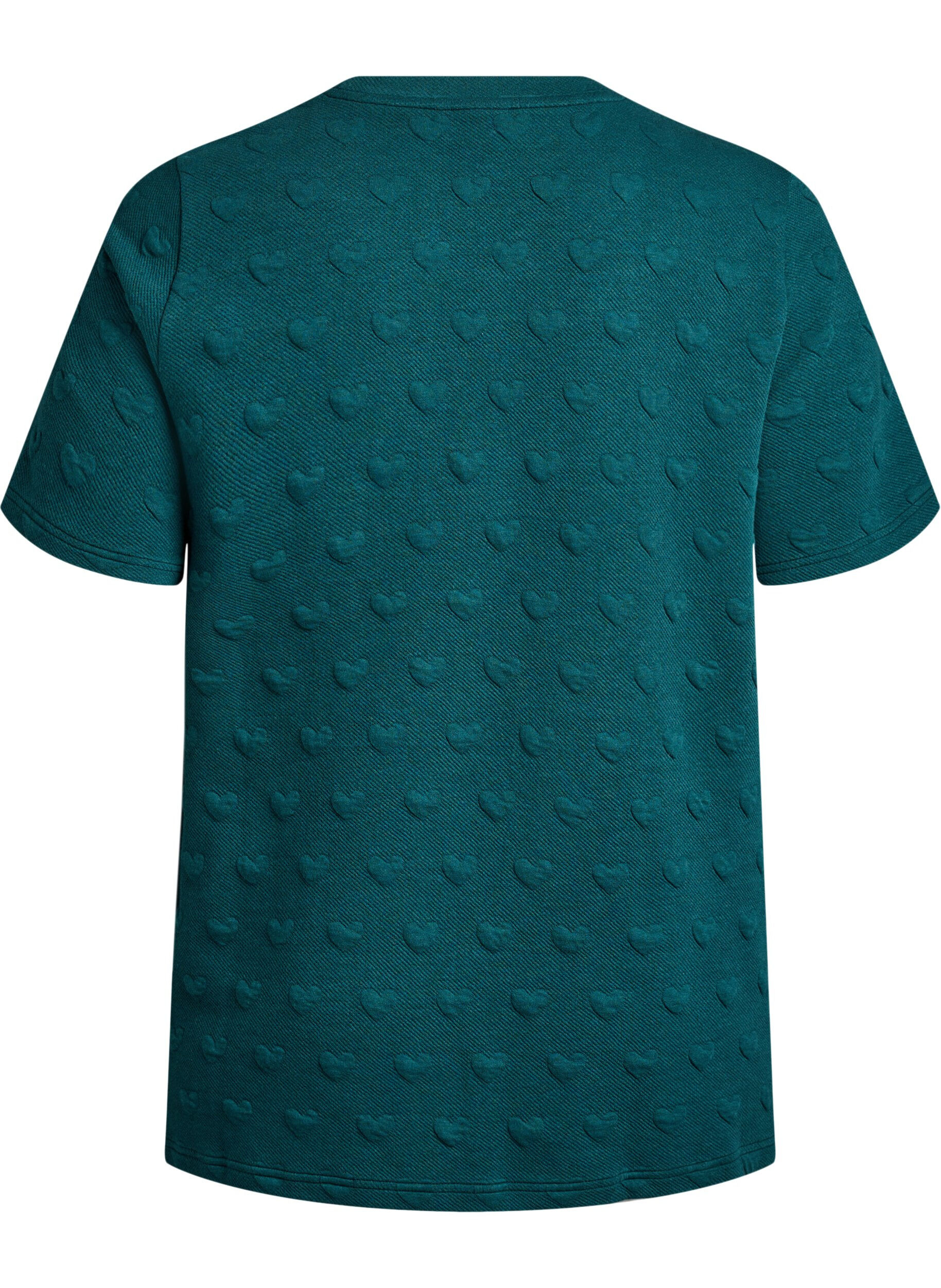 Zizzifashion T-shirt in embossed cotton jersey, Green, Packshot image number 1